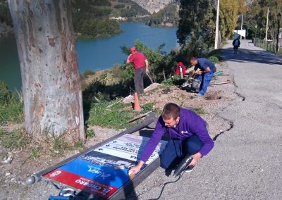 Señalizaciones para la salida del Caminito del Rey