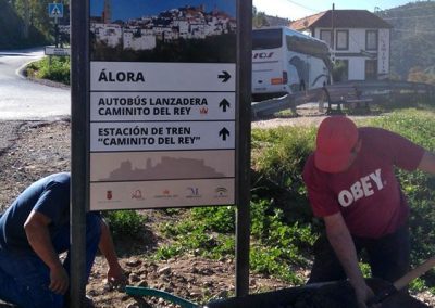 Señalizaciones para la salida del Caminito del Rey