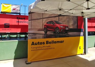 Lonas y vinilos de corte para presentación del nuevo Seat Ibiza de Autos Bellamar